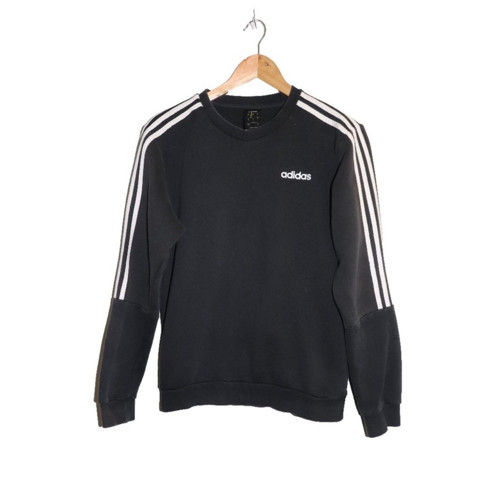 🖤Adidas Essentials Three Stripe Black Crewneck Sweatshirt